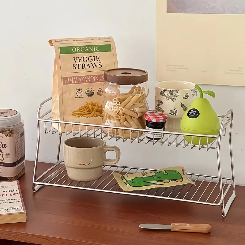Home Office Work Table - 2 Katlı Tezgah Üstü Depolama Rafı