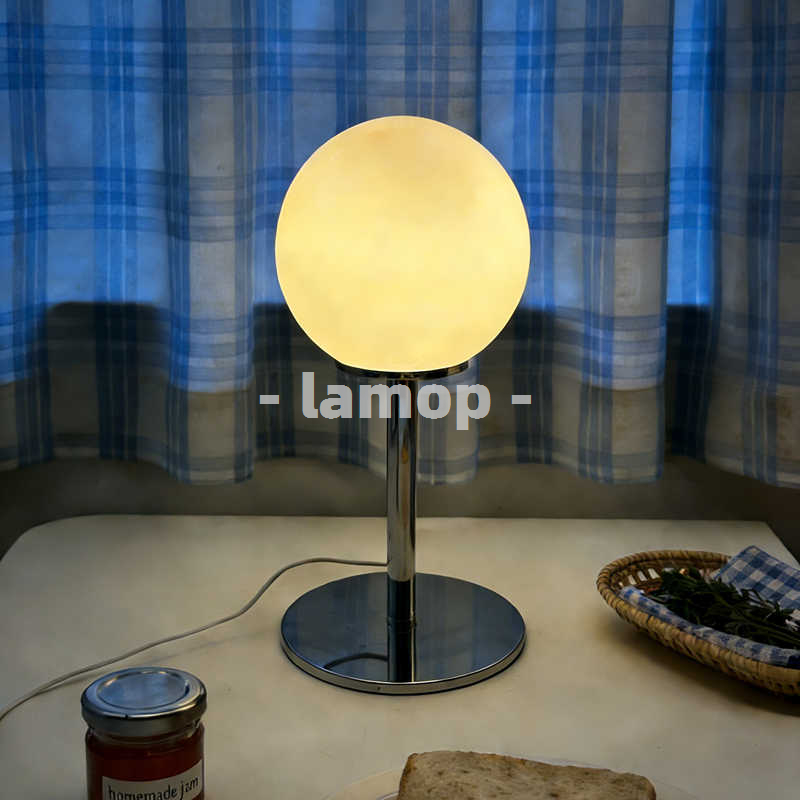 Desk Lamp Led - Süt Beyazı Düz Küre Krom İnce