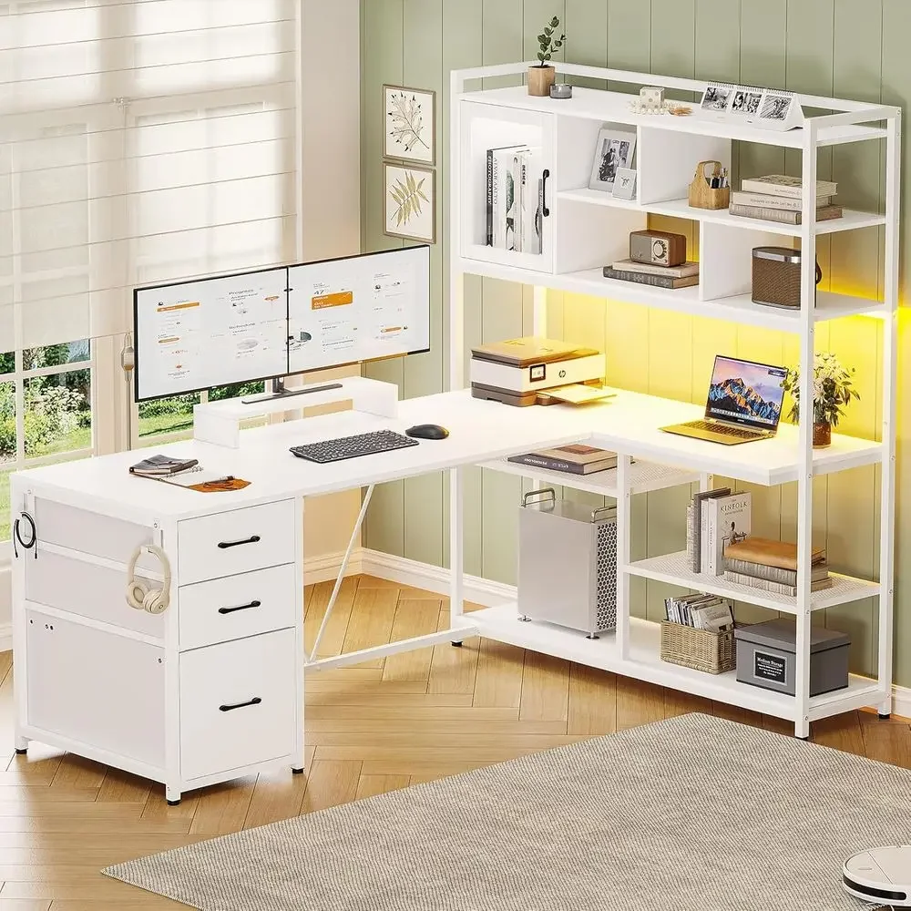 Home Office L Shaped Desk - 58 L Şeklinde Depolama Alanlı, 3