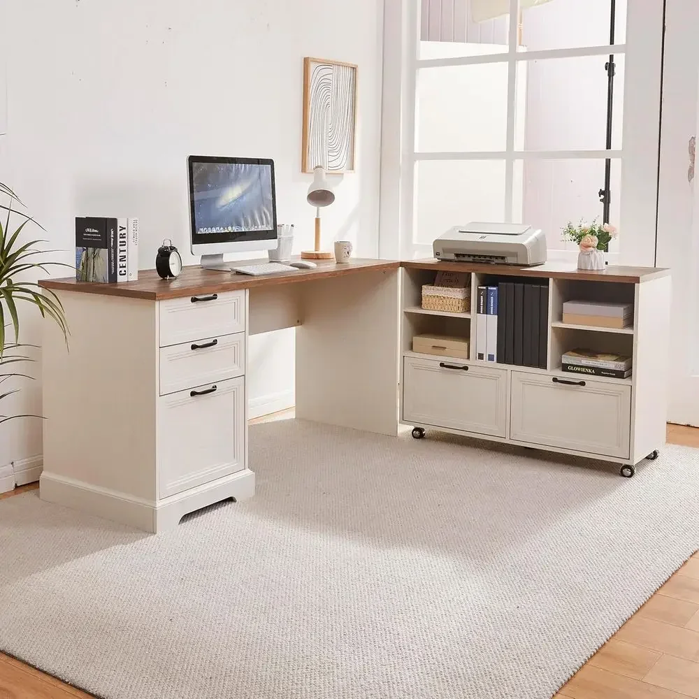 Home Office L Shaped Desk - 60 L Şeklinde Çalışma Masası, Mobil
