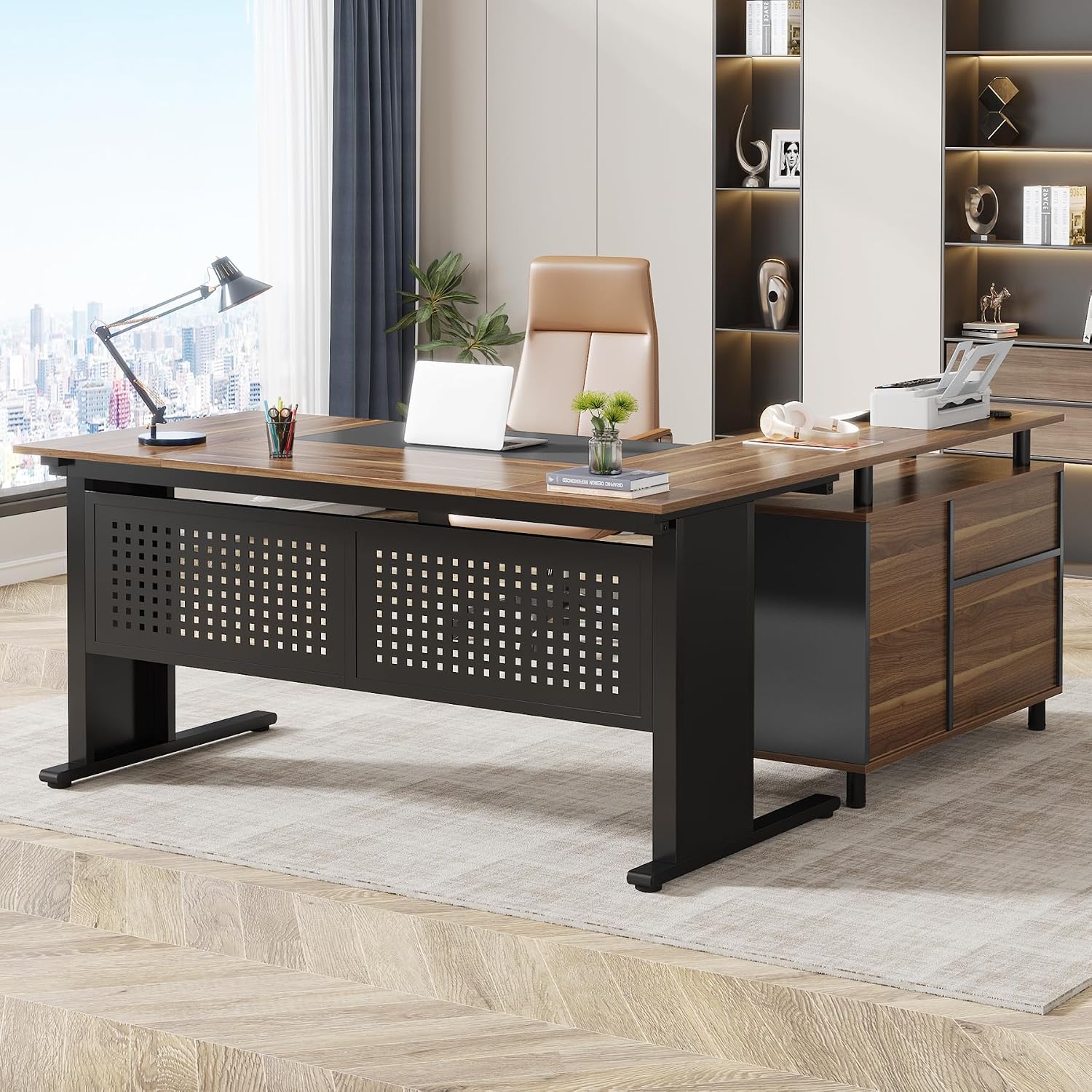 Home Office L Shaped Desk - 63 İnç L Şeklinde Yönetici Masası,