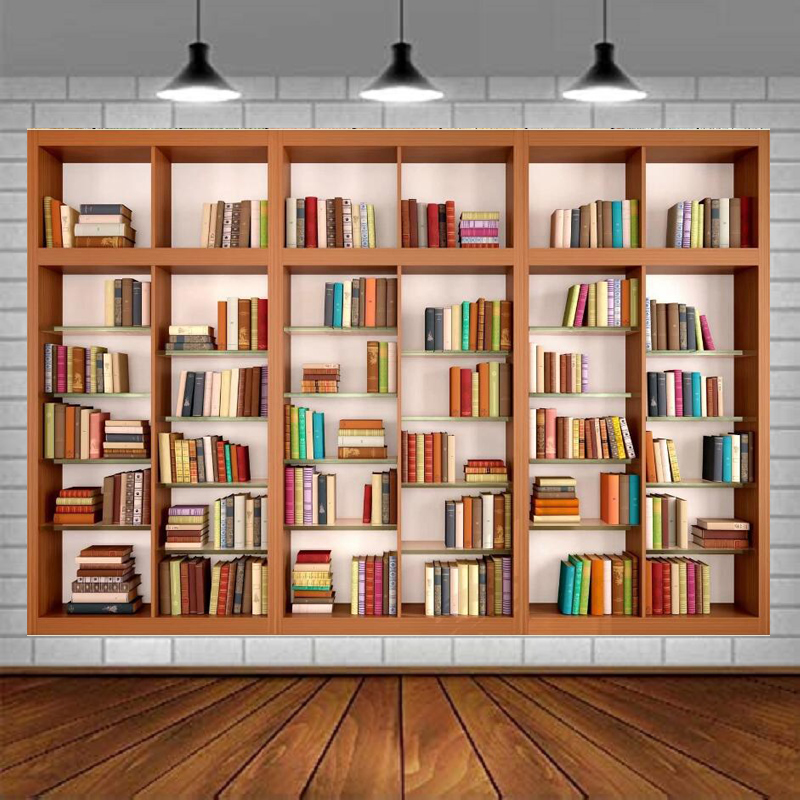 Home Office Zoom Background Free - Modern Ahşap Kitaplık Fotoğraf Arka Planı