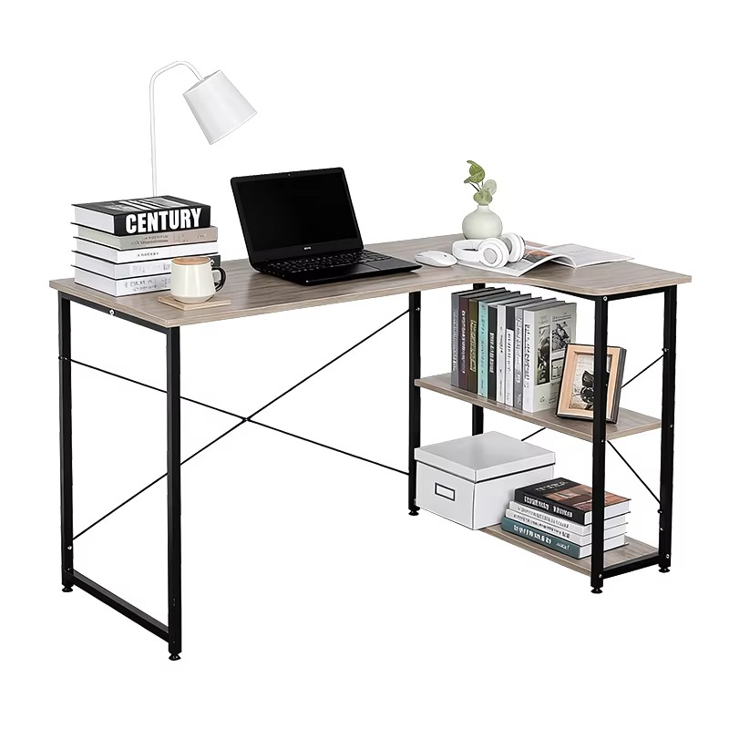 Home Office L Shaped Desk - L Şeklinde Köşe Masası, Entegre Kitaplıklı,
