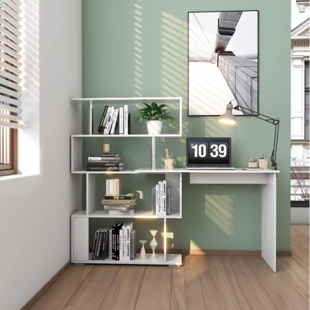 Home Office L Shaped Desk - L Şekilli Kitaplıklı Bilgisayar Masası, Çalışma