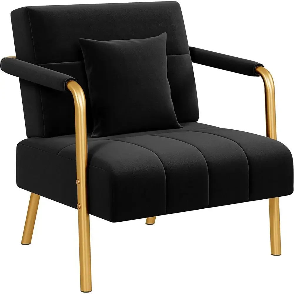 Home Office With Sofa - 30 cm Genişliğinde, Siyah Renkli, Altın