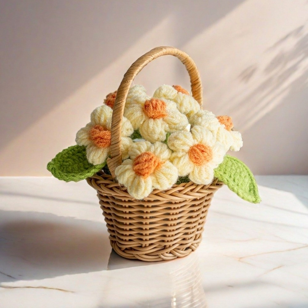 Plant Desk Mini - Yeni Papatya Tığ İşi Saksı Çiçeği