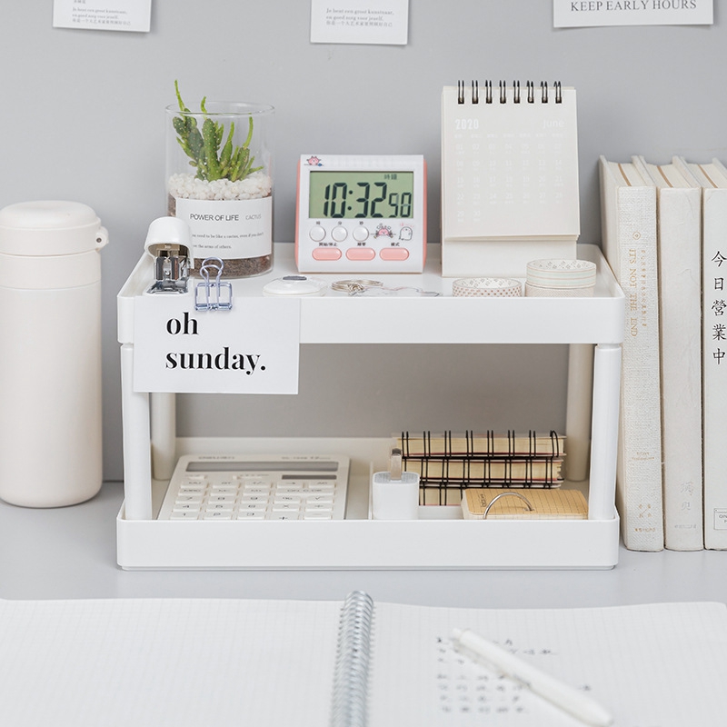 Home Office Organization - Çok fonksiyonlu raflar çift katmanlı depolama