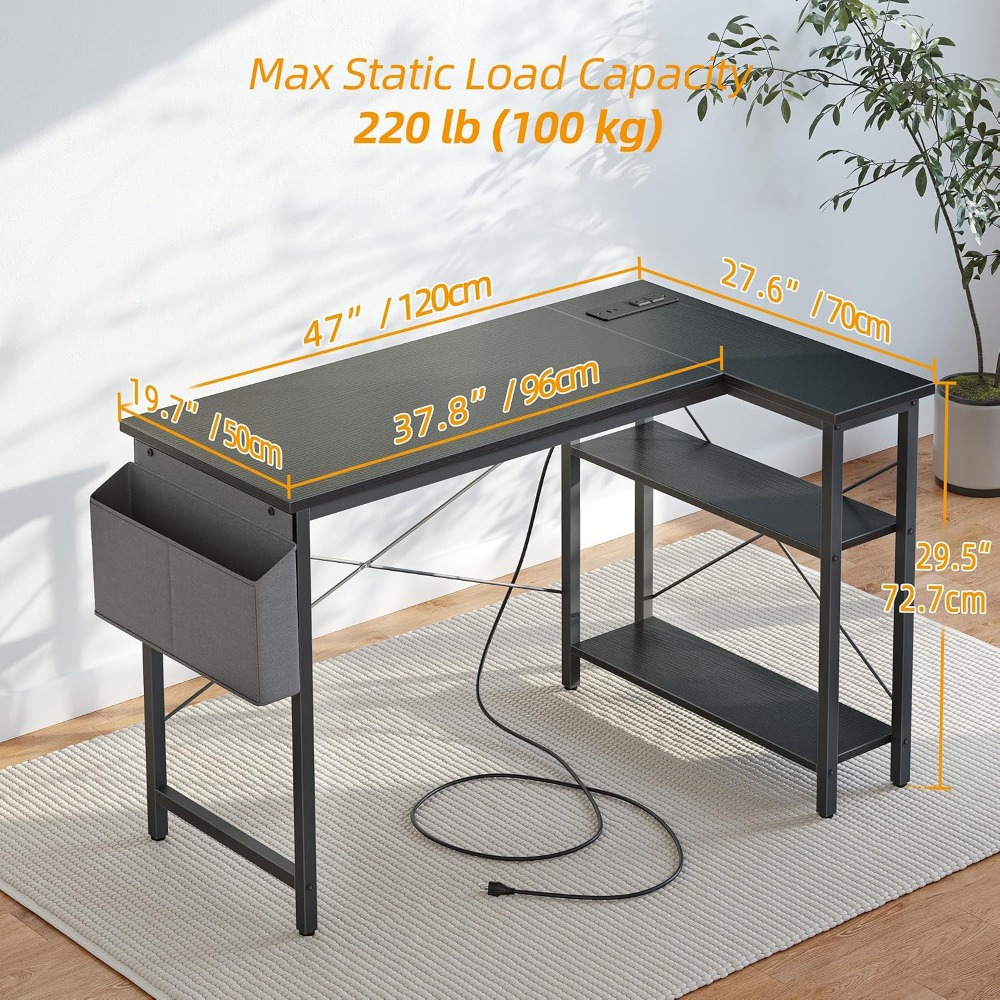 L Şeklinde Prizli Bilgisayar M - Home Office L Shaped Desk incelemesi ve fiyatı