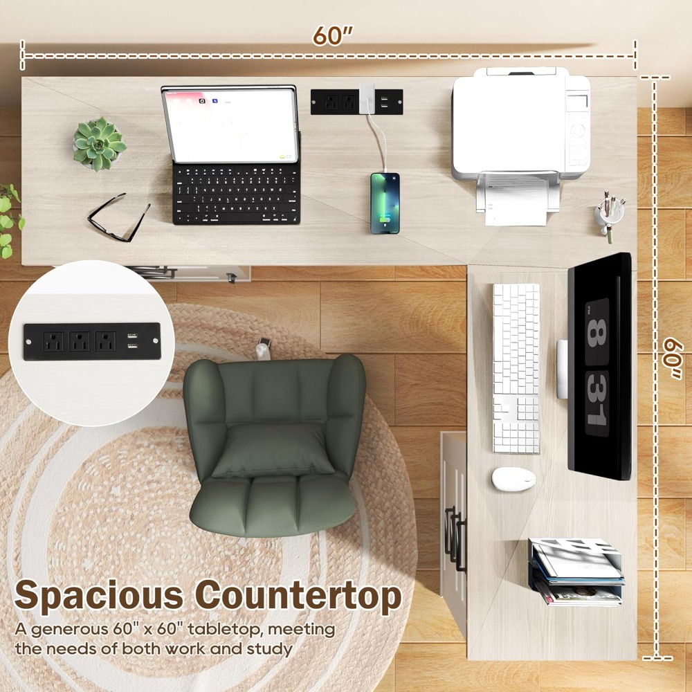60 inç L Şeklinde Çekmeceli Yö - Home Office L Shaped Desk incelemesi ve fiyatı