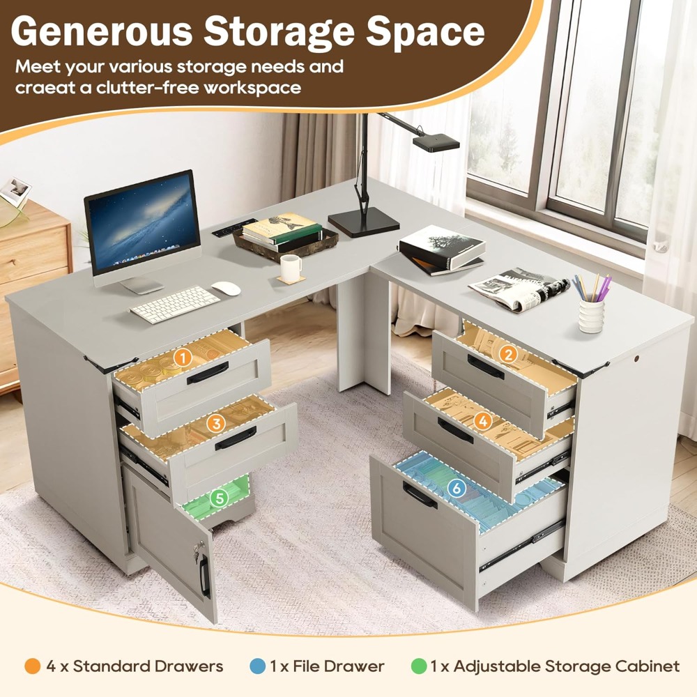 60 inç L Şeklinde Çekmeceli Yö - Home Office L Shaped Desk incelemesi ve fiyatı