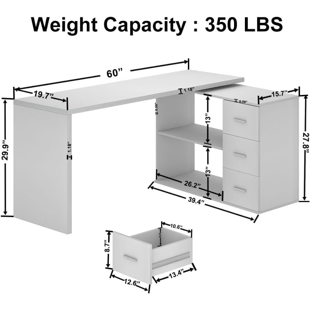 HSH Beyaz L Şekilli Bilgisayar - Home Office L Shaped Desk incelemesi ve fiyatı