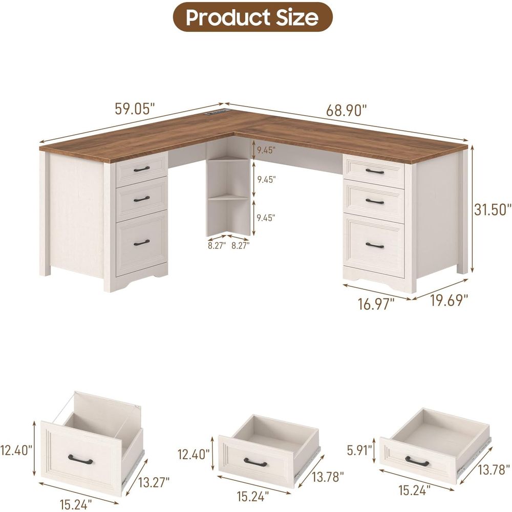 L Şeklinde Kahverengi Yönetici - Home Office L Shaped Desk incelemesi ve fiyatı