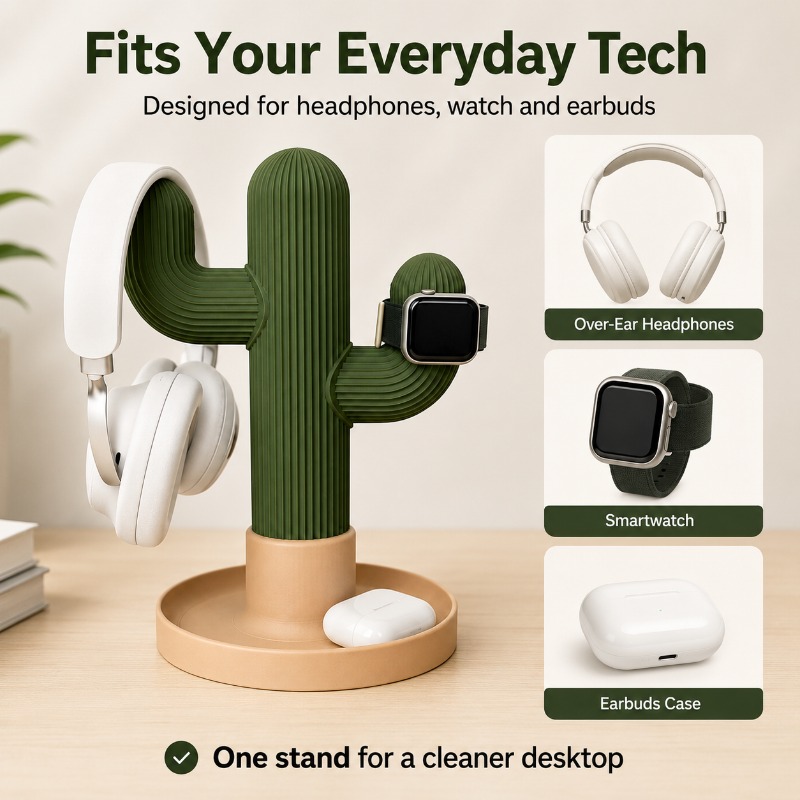 Minimalist Kaktüs Kulaklık Sta - Home Office Organization incelemesi ve fiyatı